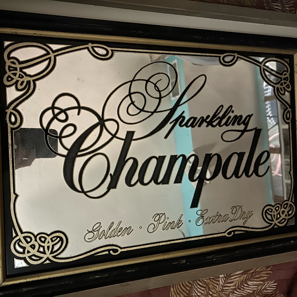 SPARKLING CHAMPALE Wood Framed Mirrored sign
